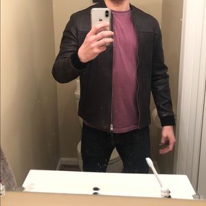 All Saints Leather Bomber Jacket